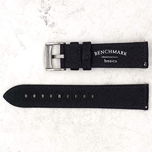 Image of Benchmark Canvas Watch Band - Quick Release Cotton Fabric Watch Straps for Men & Women (20mm, Black)