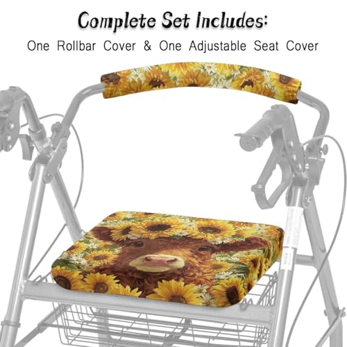 Image of Universal Soft Seat Covers for Rollator Walkers, Yak Adjustable Backrest and Seat Covers, Rollator Accessories for Seniors Women Men