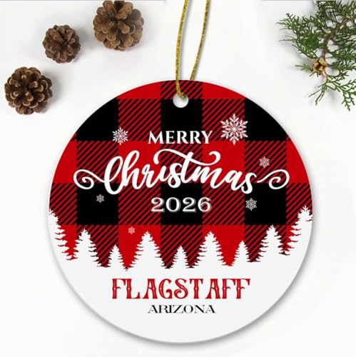Generic Christmas Ornament Intended for Flagstaff Arizona City State - Xmas Holiday Keepsake for Decor Flagstaff AZ Ornament 2026 Souvenir Gift Family Ornament 3" Plastic