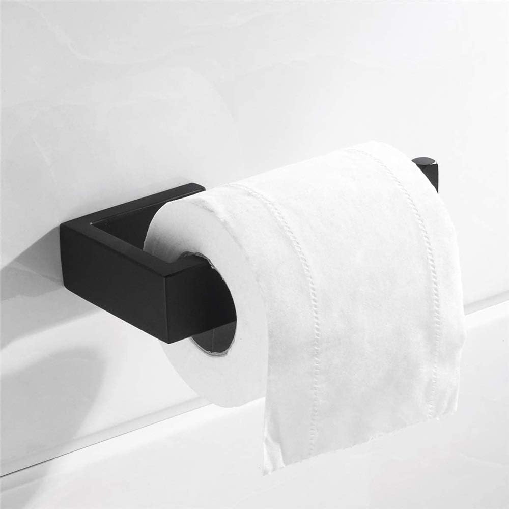 Bathroom Toilet Roll Holder 304 Stainless Steel Paper Tissue Wall Mounted Without Cover, Matte Black Finish