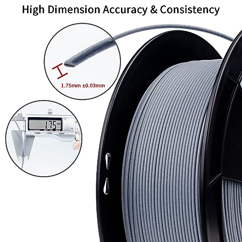 Image of ZIRO Carbon Fiber PLA Filament 1.75mm, Tough 3D Printer Filament, Reinforced Printing 0.8KG, 15% Carbon Fiber Contained, Fits for Almost All FDM 3D Printers, 1.76lbs, Space Gray