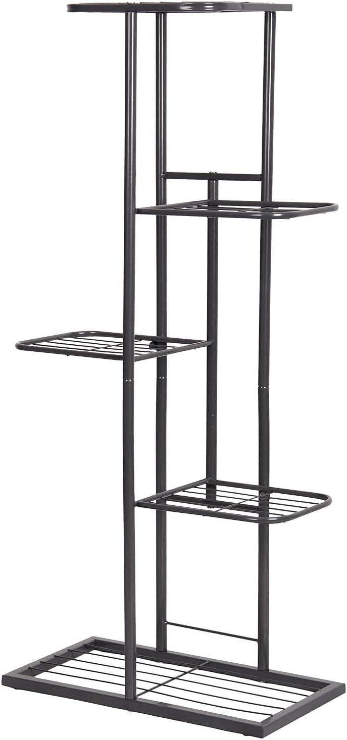 MTB Garden 5 Tier Metal Plant Stand for Indoor Outdoor Flower Pot Display Planter Shelf, Charcoal Grey