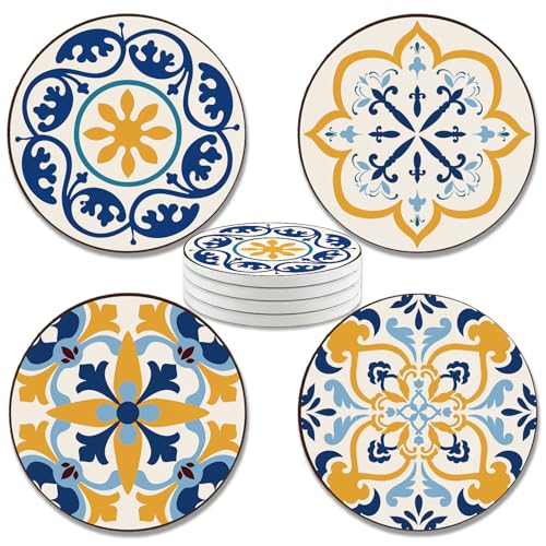 zcyhtqp, Funny Absorbent Round Ceramic Stone Coasters Set of 4 with Cork Base, Modern Art Ceramic Coasters, Funny Coaster for Drinks, Gifts for Home, Bar, Office Table Decor