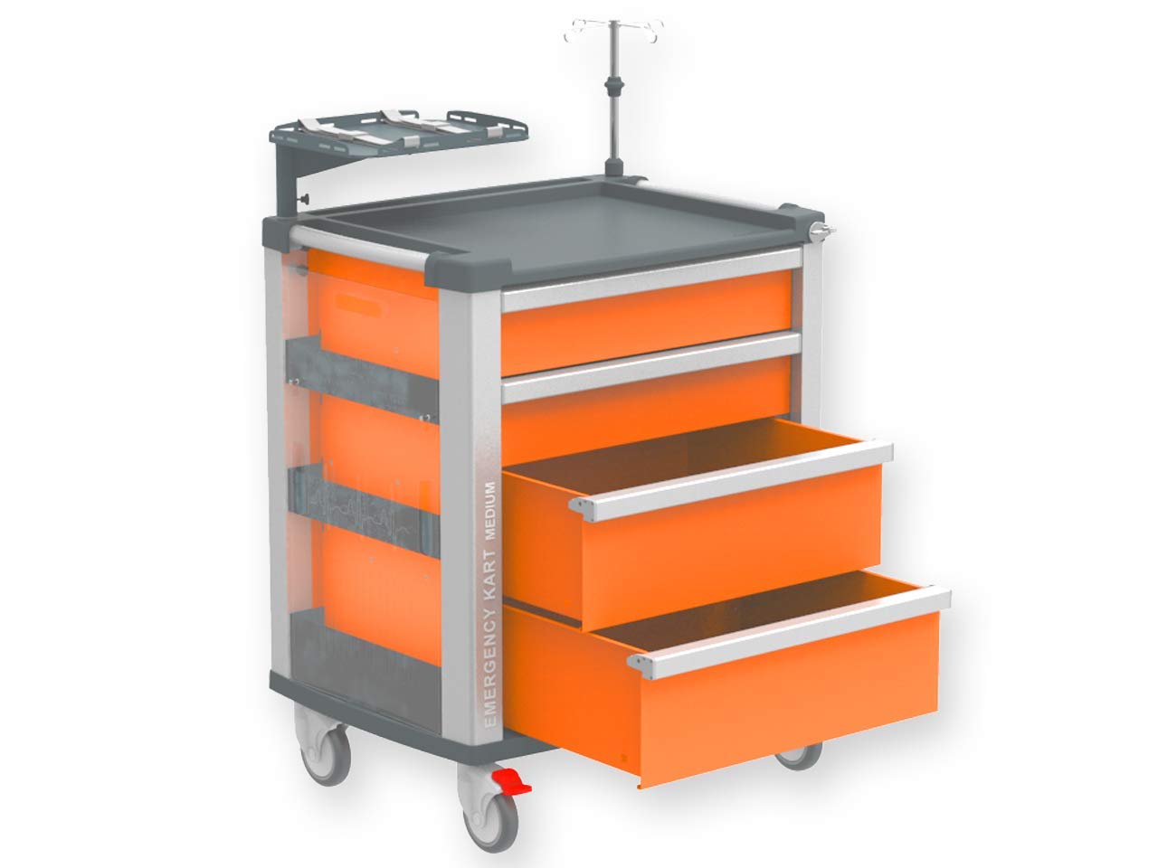 GIMA - Compact medium kart emergenza, in alluminio, con 4 cassetti, arancione, 804x616xh975 mm, 45668