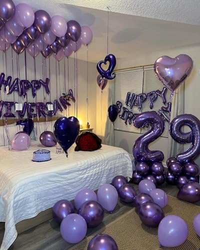 Image of Purple Number 2 Balloon 40 Inch, 2nd Birthday Decoration, Sparkling 2 Number Balloon Party Decor