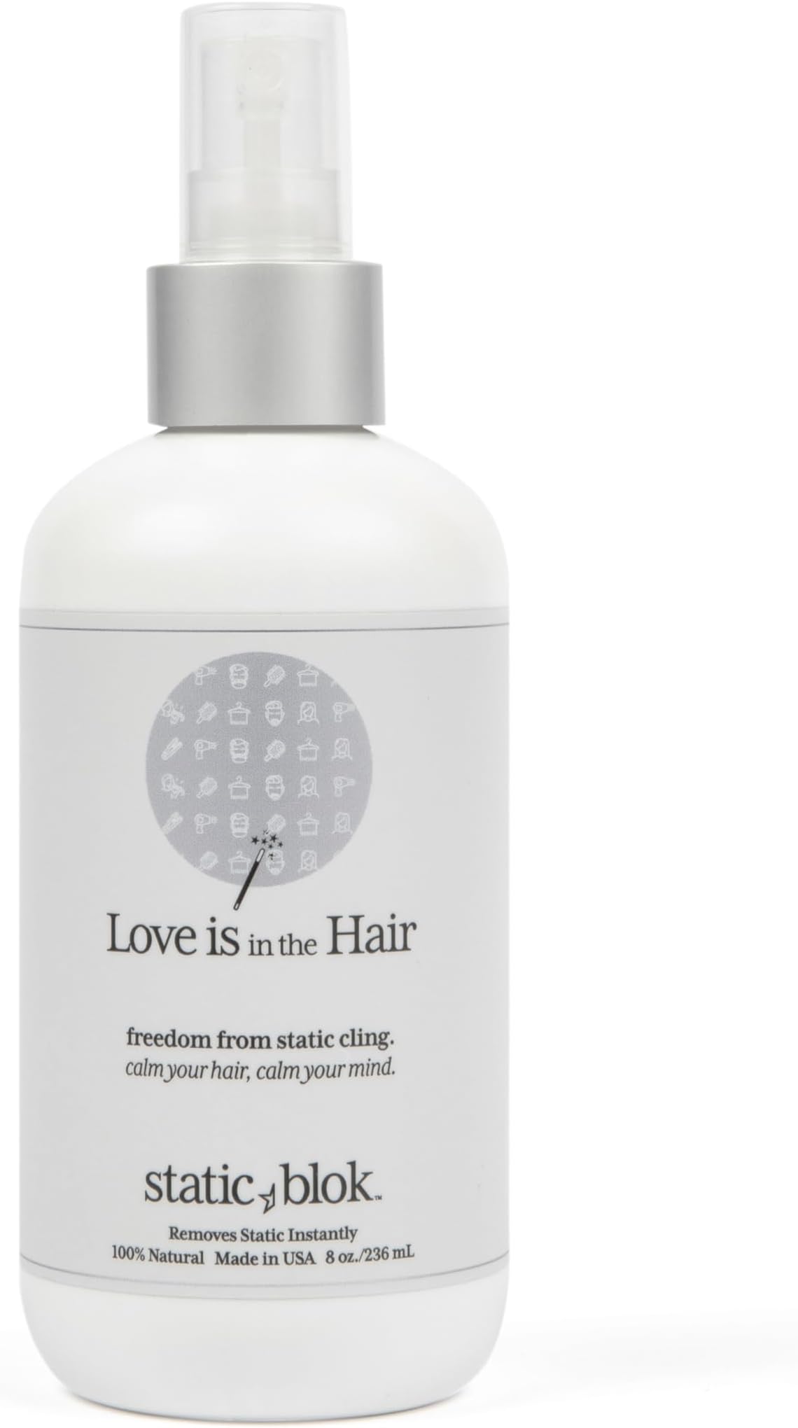 Static Blok Anti-Static Spray for Hair - Instantly Eliminate Static Cling, Shocks, Flyaways- Long-Lasting All-Day Freshness - works on Natural and Synthetic Wigs - 8oz