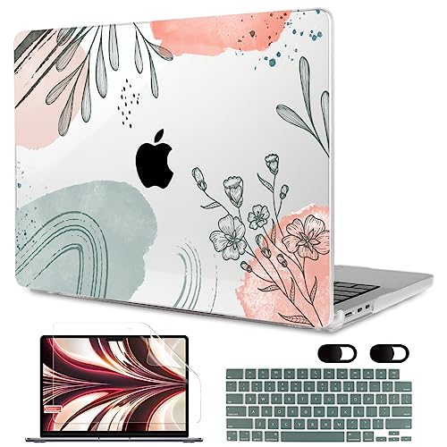 Image of MEEgoodo Case for M5 /M4 /M3 /M2 MacBook Air 13 inch 2026 2025 2024 2022, Fit Model A3449 /A3240 /A3113 /A2681, Case Compatible with MacBook Air 13.6-inch, Watercolor Floral 3