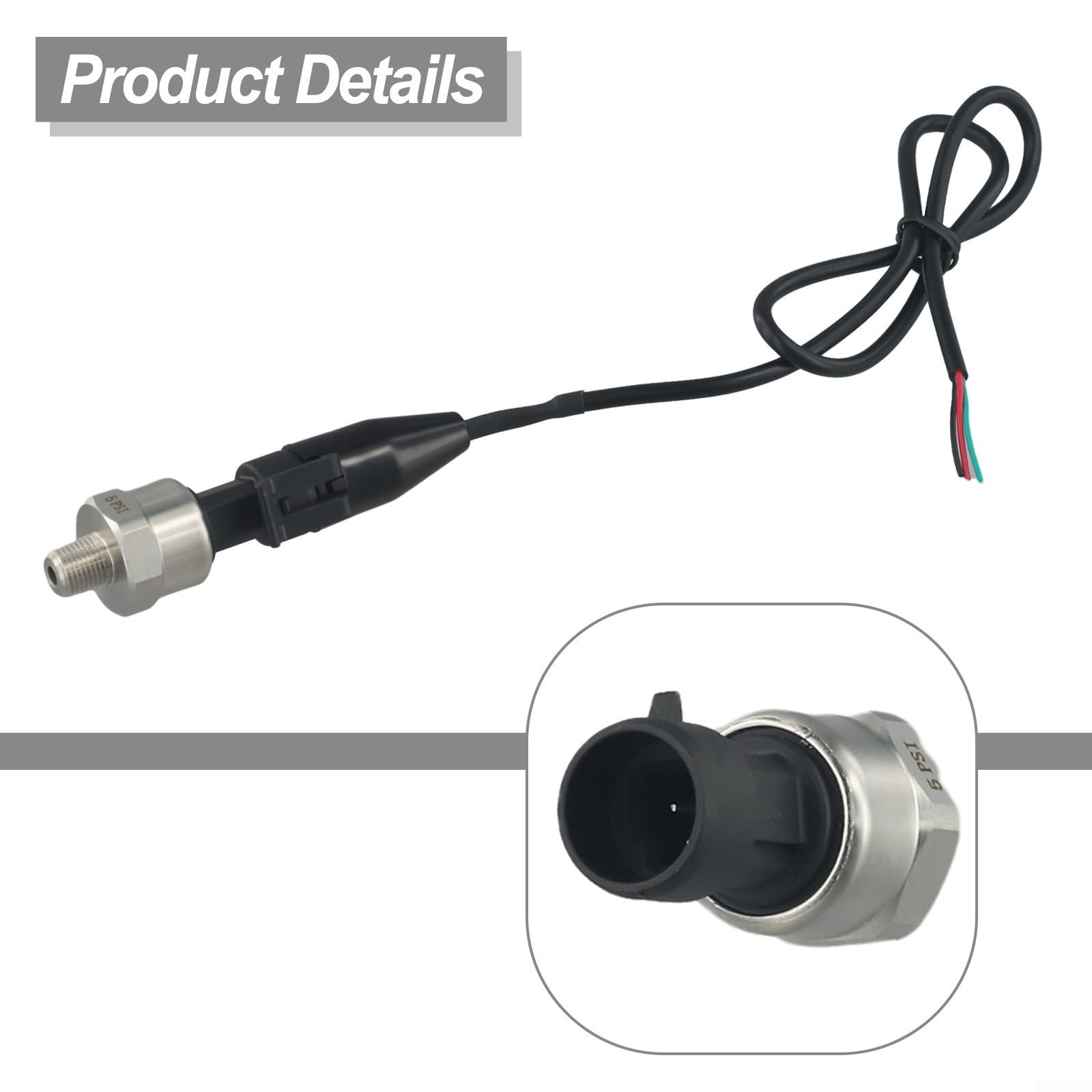 Trasduttore di pressione del carburante compatto e leggero, 5 V, 45,7 cm, NPT 5PSI1000PSI, tensione CC 5 V (5 psi)