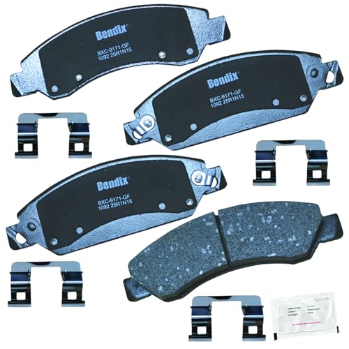 Bendix Priority1 CFC1092 Ceramic Front Brake Pads for Select Models Cadillac Escalade, Escalade ESV, EXT, Chevrolet Avalanche, Silverado 1500, 1500 Classic, Suburban Tahoe, GMC Sierra Yukon, Yukon XL