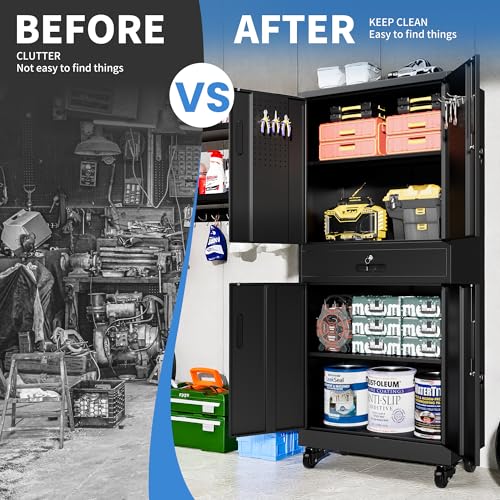 Image of Metal Storage Cabinet for Garage, Tool Cabinet, Utility Cabinet