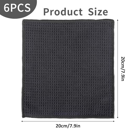 6 Piezas Paño de Cocina de Microfibra, 20x20 cm Paños de Limpieza con Estampado de Gofres Fuerte Absorción de Agua Trapos Cocina Toallas de Cocina de Secado Rápido Reutilizables Lavable Sin Pelusas - imagen 2