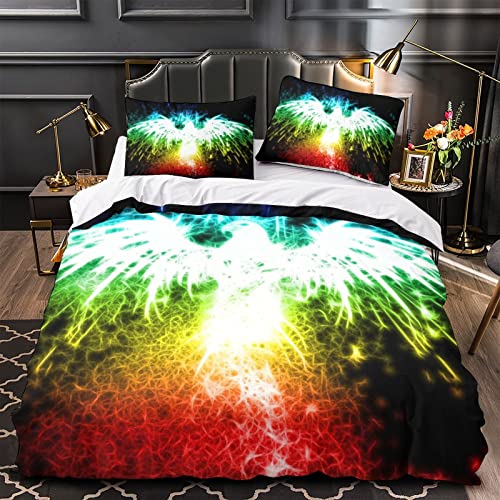 Housse de couette oiseau 220x240cm à fermeture éclair pour lit double 3 pièces