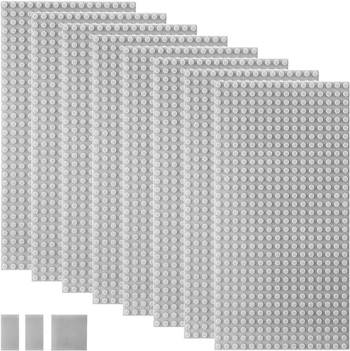 WYSWYG ブロック 基礎板 ベースプレート 土台 積み木 プレート-互換性-小粒ブロック製品 対応 25.6 x 12.8cm (16 x 32スタッド)灰色 8枚セットの画像