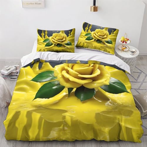 Housse couette parure de lit 3 pièces double 200x200cm rose