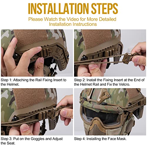 OneTigris Airsoft Fast Helmet - Full Face Protective Tactical Helmet With Foldable Ear Protection Mask And Goggles for Airsoft Paintball Sooting Wagrgame CS, Camo - Image 4