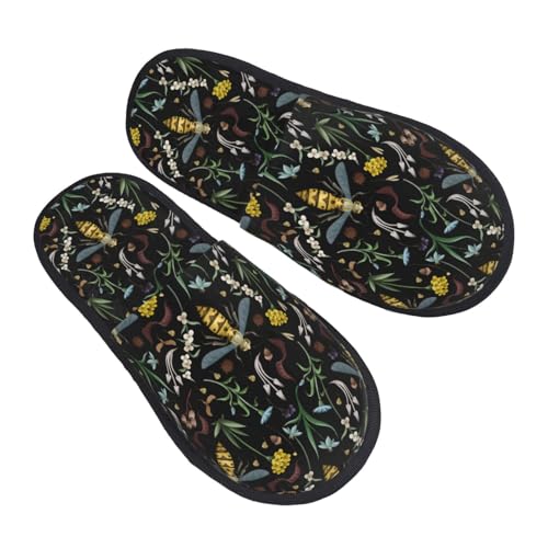 Wasp And Florals Print Women Slippers Home Furry Shoes Keep Men Couples Shoes Warm For Women-2