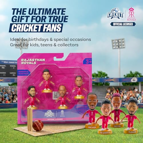 Image of Action Figure, IPL Edition, Rajasthan Royals Pack of 4 | 360 Rotatable Head, Cricket Player, For Fans & Collectors