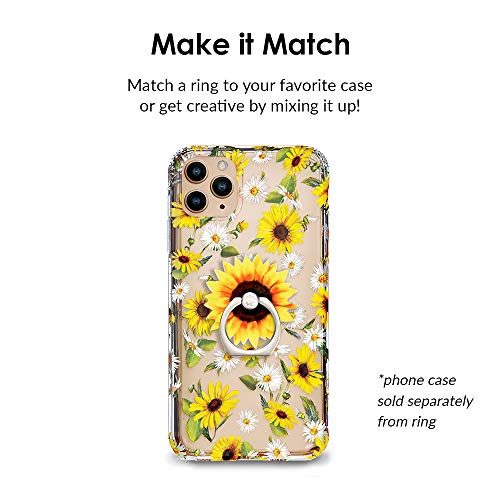 Image of Velvet Caviar Cell Phone Ring Holder - Finger Ring & Stand - Improves Phone Grip Compatible with iPhone, Galaxy and Most Cases (Except Silicone /Leather) - Sunflower