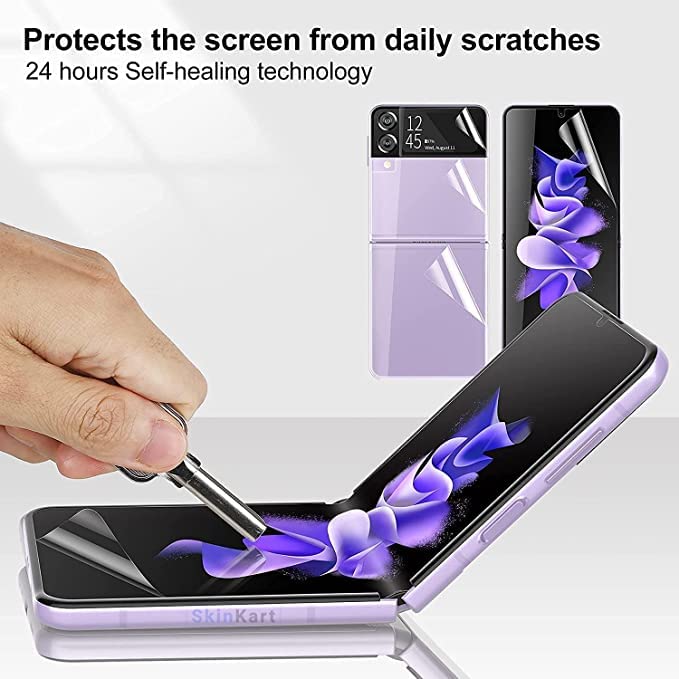 Image of Membrane Hydrogel Screen Protector | Compatible With Samsung Galaxy Z Flip4 5G | 5 Pieces (1-Inner, 3-Back and 1-Hinge) | Self-Healing | Fingerprint Unlock (Pack of 1)