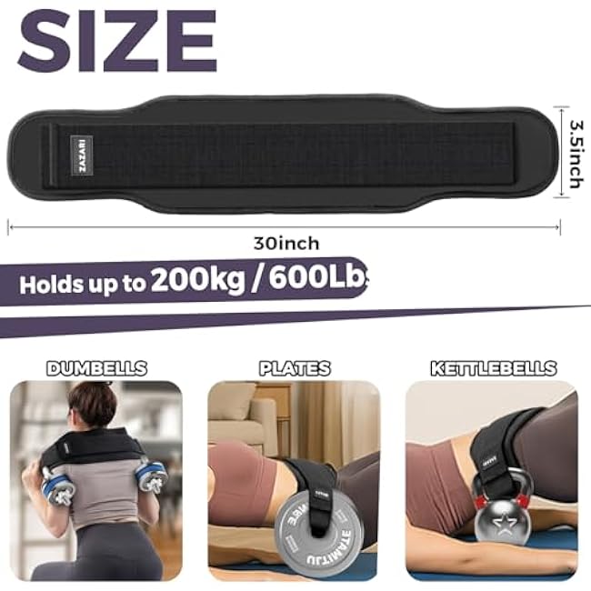 Heavy Duty Hip Thrust Belt with Comfortable Non-Slip Padding for Hip Protection ¨C Effective Glute Builder & Booty Belt for Dumbbells, Kettlebells, Plates ¨C Suited for Home, Gym, On-the-Go Workouts