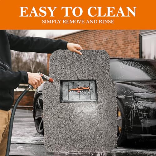 Image of CONTINENTAL [Duramat Curly] Universal Single Driver Side Car Mat only - Premium Waterproof PVC Cushions Car Floor Mat for All Cars (Grey & Black)