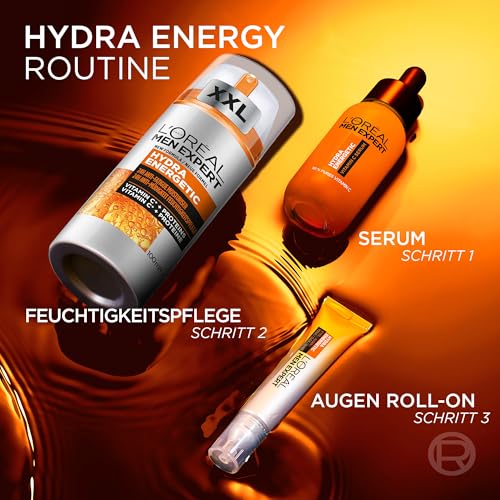 L'Oréal Men Expert XXL Gesichtspflege gegen müde Haut für Männer, Belebende Feuchtigkeitscreme 24H Anti-Müdigkeit, Gesichtscreme für Herren mit Vitamin C und Proteinen, Hydra Energy, Exklusive,1x100ml 6