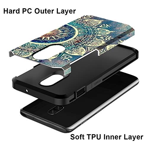 Oneplus 6T Case, Rosebono Slim Hybrid Dual Layer Shockproof Hard Cover Graphic Fashion Cute Colorful Silicone Skin Cover Armor Case For Oneplus 6T (Mandala) #TOP1