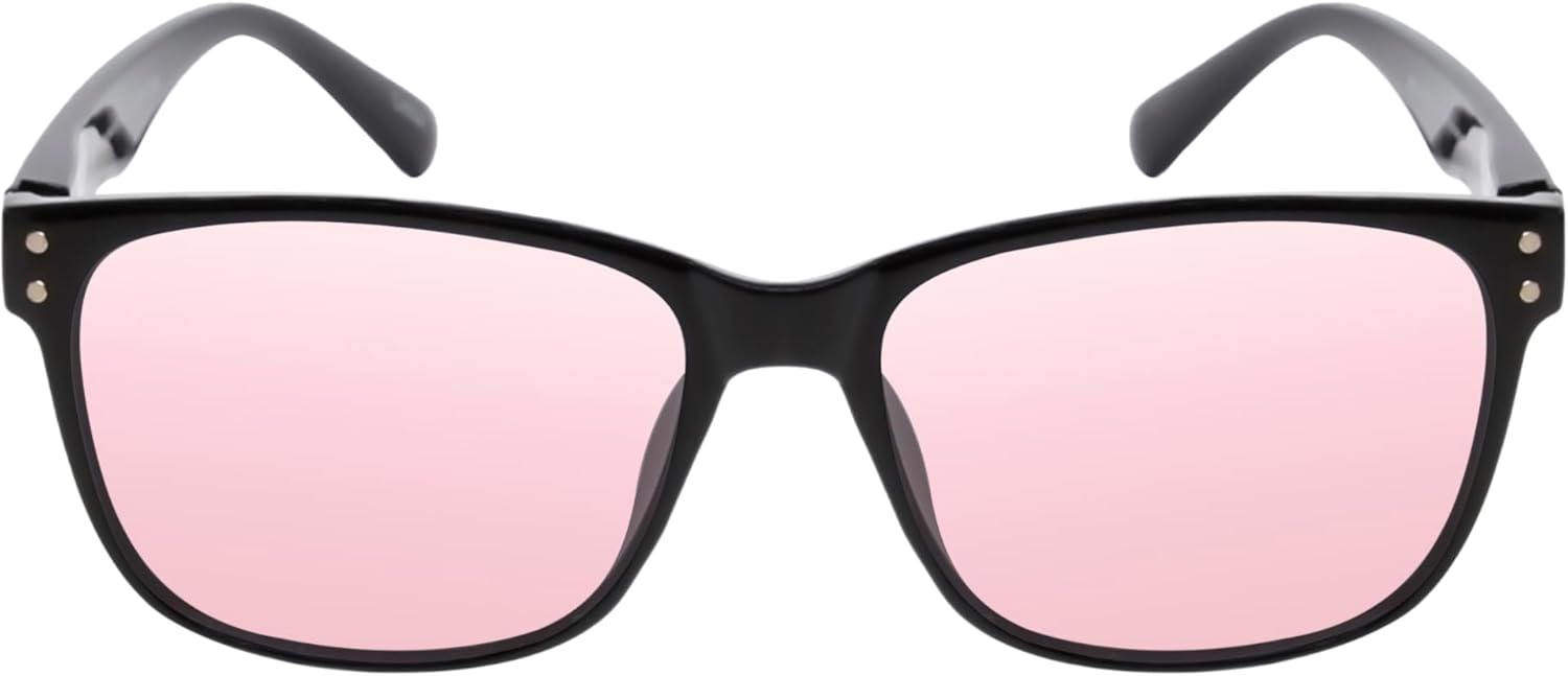 Calabria Avery Pink Tint FL-41 Reading Glasses – Brown Crystal & Gloss Black Panthos Frame | FL-41 Light Filtering Readers