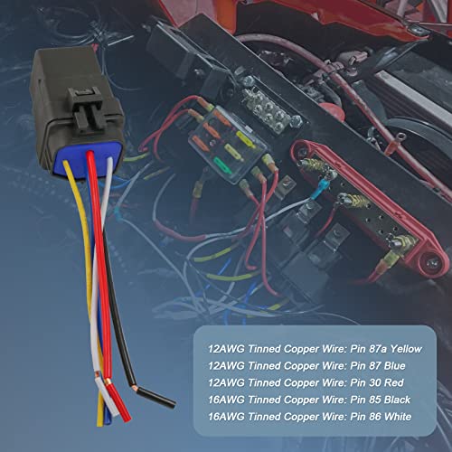 4 Pack 12V Dc Waterproof Relay And Harness 40/30 Amp Heavy Duty 12 Awg Tinned Copper Wires 5-Pin Spdt Automotive Relay #TOP4