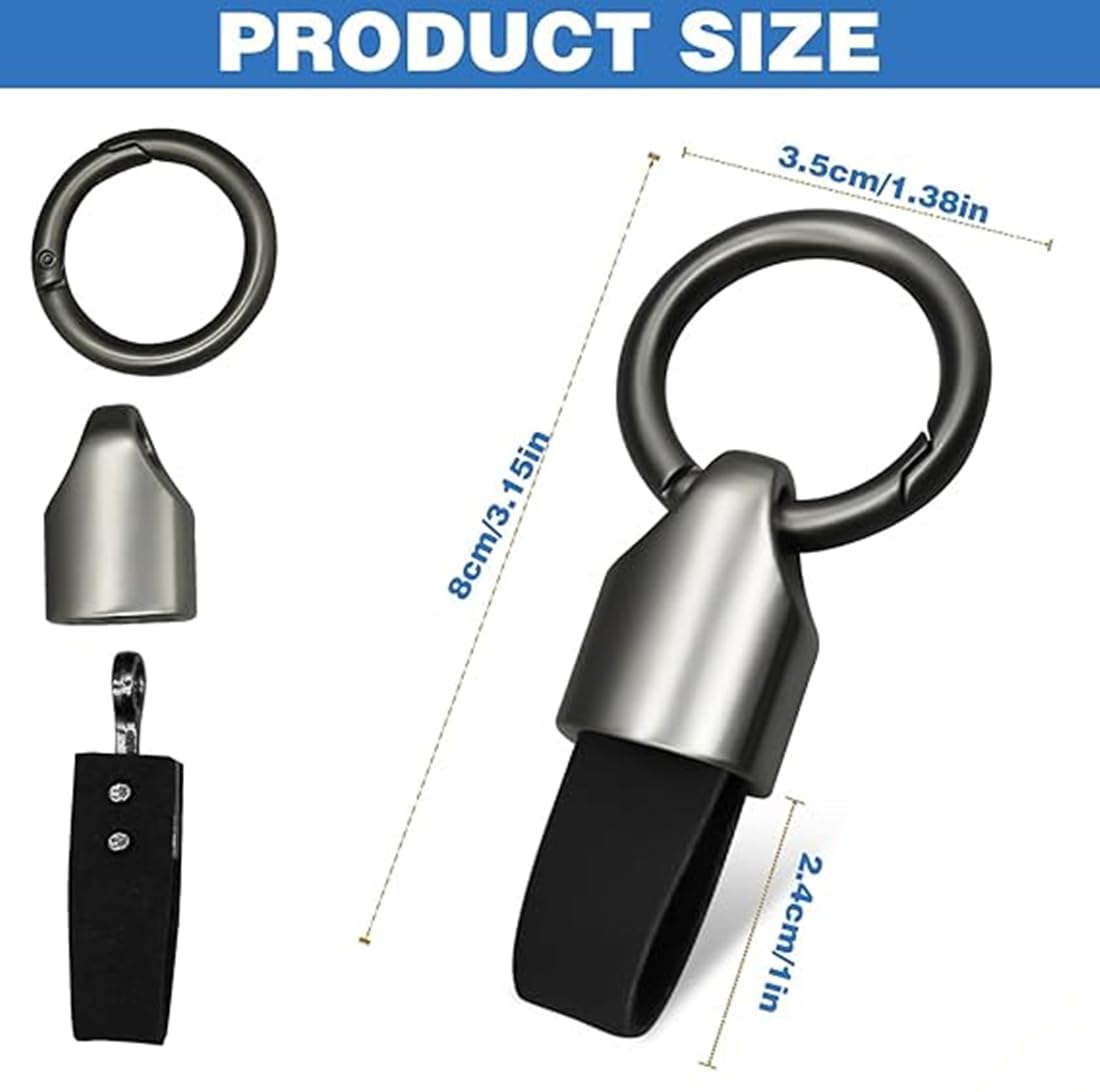 Wrahonbi Matte Cowhide Car Keychain Universal Key Fob Key Chain Holder Leather Key Keepers for Men and Women Black