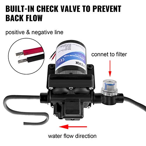 Vevor Fresh Water Pump, 12 V Self Priming Sprayer Pump, 3 Gpm Rv Water Pump, With Pressure Switch 45 Psi Self Priming Water Pump, Detachable Strainer 12V Diaphragm Pump For Rv Camper Marine Boat Lawn #TOP4
