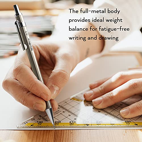 Nicpro 2 Pcs 0.5 Mm Metal Mechanical Pencils Set, Drafting Pencil For Artist Writing, Sketching, Drawing, With 4 Tubes Hb Lead Refill & 2Pcs Erasers, 9Pcs Erasers Refills & Storage Case #TOP3