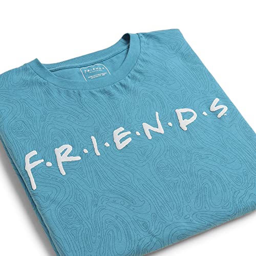 Image of Free Authority Friends Printed Regular Fit Blue Cotton Men's T-Shirt
