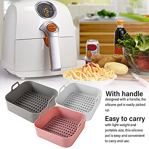 Air Fryer Silicone Pot, 7.4 Inch Grill Pan With Handle Safe Air Fryers Oven Accessories, Replacement Of Parchment Paper Liners, No More Cleaning Basket After Using The Air Fryer(Grey) #TOP4