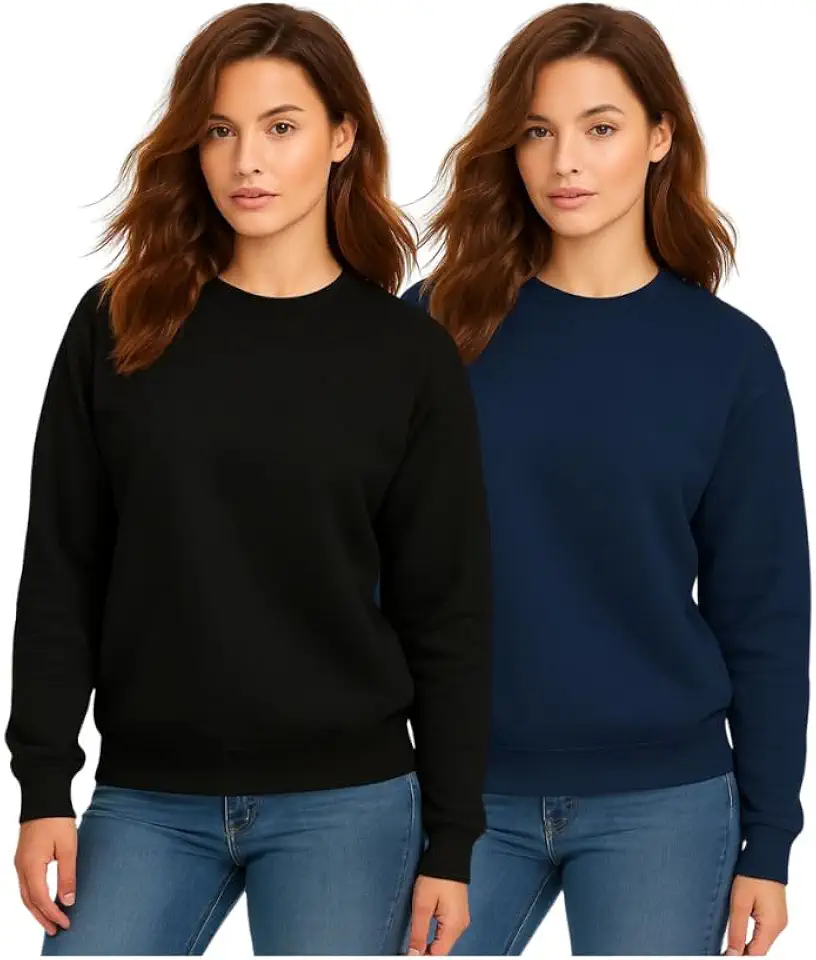 Kit 2 Casaco Moletom Gola Redonda Feminino Careca Blusa De Frio