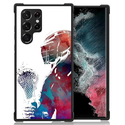 Goodsprout Compatible with Samsung Galaxy S23 Ultra Case,Watercolor Lacrosse Player Pattern Samsung Galaxy S23 Ultra Case for Girls Women Ultra Protection Shockproof Soft Silicone TPU Non-Slip Back