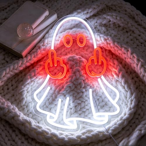 Image of Red&White Neon Sign Led Neon Lights Signs for Wall Decor USB Powered Led Signs for Room Decoration-Ghost