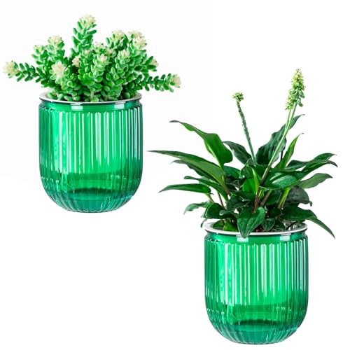 Melphoe Self Watering Pots for Indoor Plants Planter, 4.7 Inch 2 Pack Planters Self Watering Plant Pots for Flower, Houseplants, Succulent, African Violets and Cactus with Drainage