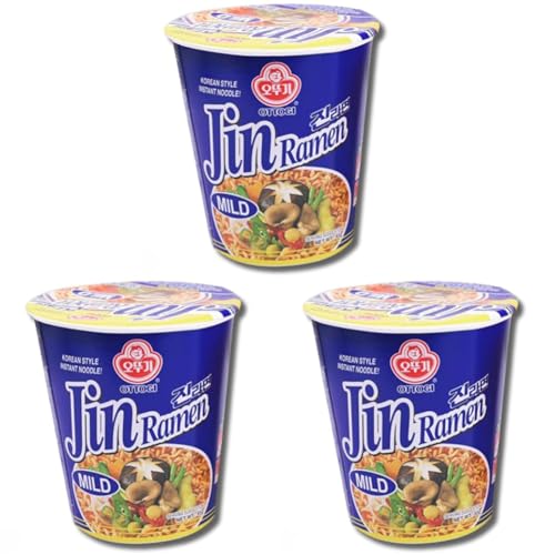 Ottogi Jin Ramen Mild Noodles Cup, 65 g (Pack of 3) - 65 g (Pack of 3)