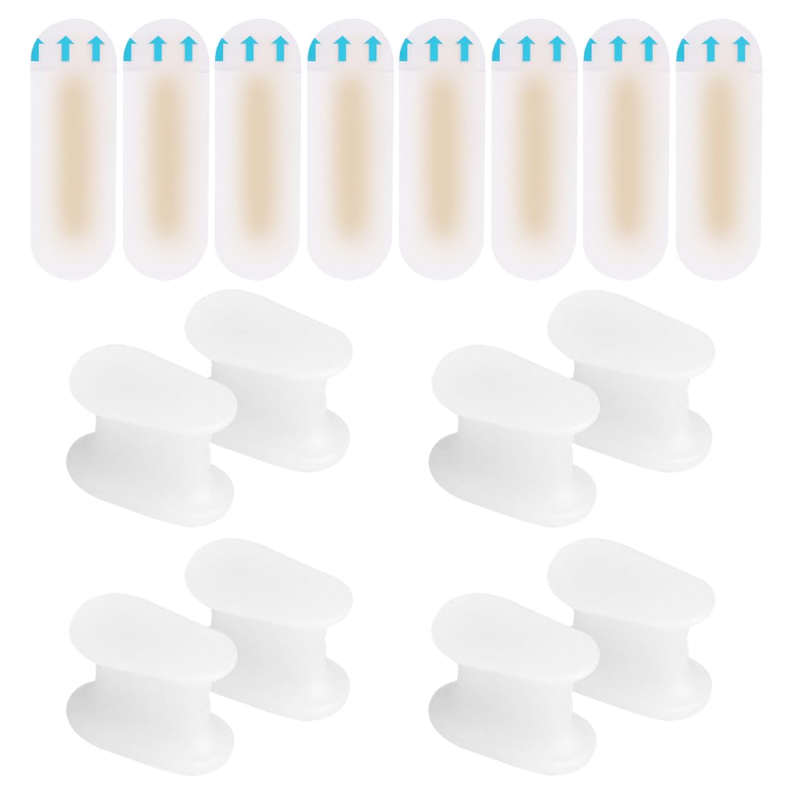 VPOUERY 8 piezas separadores de dedos, protección de dedos, previenen la fricción y alivian el estrés Viene con 8 parches anti-fricción para dedos,S