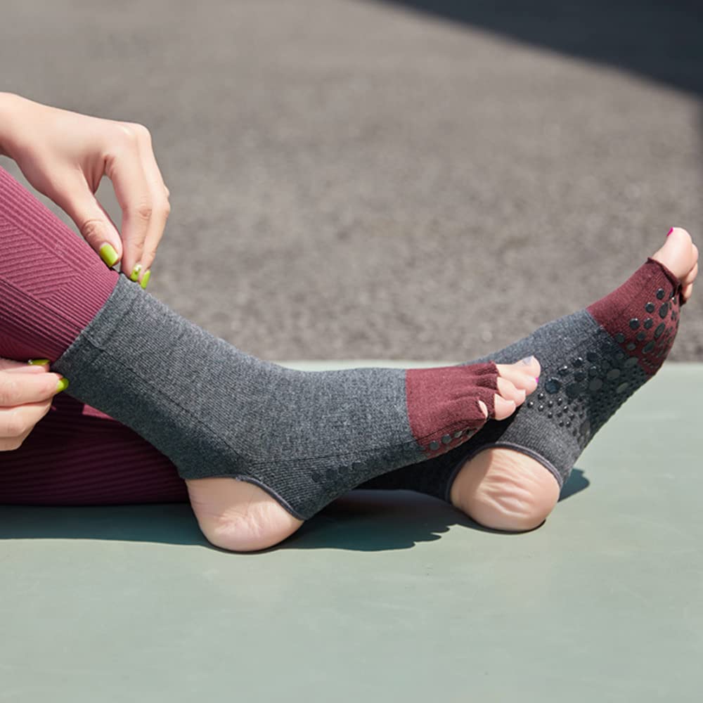 2Pair Agarre Antideslizante Sin Dedos Calcetines De Yoga Sin Dedos Desnudos Calcetines De Yoga Sin Tirantes