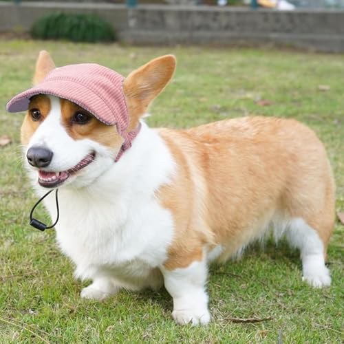 BUKYCAT Hund Baseballmütze, Rosa, M - Sommer Sonnenschutz mit Ohrlöchern für Welpen und kleine Hunde
