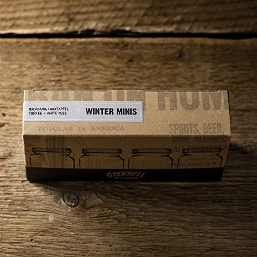 O’Donnell Moonshine Geschenkset Mini - 4x Kleine Liköre als Geschenkidee (Made in Berlin) - Natürliche Zutaten - Premium Schnaps Probierset Harte Nuss, Toffee, Macadamia, Bratapfel - vegan (Winter)