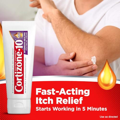 Image of Cortizone-10 Maximum Strength Intensive Healing Itch Relief Cream, 1% Hydrocortisone, Fast-Acting, Anti-Itch Cream for Bug Bites, Rash, Eczema, Psoriasis, Poison Ivy, Oak, Sumac & More, 2 oz, 4 Pack