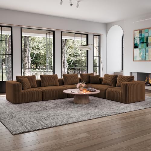 Image of Avenco 141-inch L-Shaped Modular Sectional Sofa Couch, Corduroy Fabric