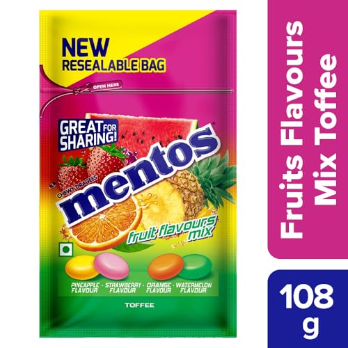 Image of Mentos, Rainbow Assorted, Chewy Dragees Pouch, 136G 40Pic(Orange,Mint)