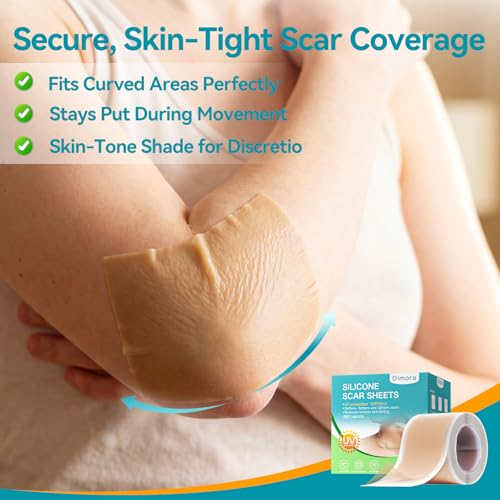 Image of Dimora UPF50+ Silicone Scar Sheets with UV Protection Reusable Sheets to Soften, Flatten Fade Scars, Reduce Redness for Surgical, C-Section, Burn, Keloid, and Hypertrophic Scars (1.6 inchx78.7 inch Roll)