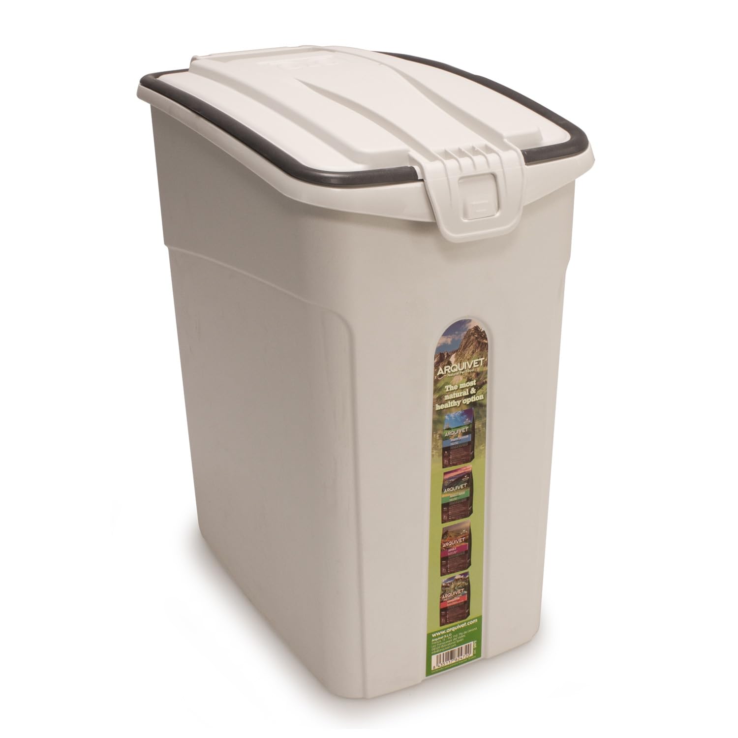 Arquivet, Contenedor hermético para pienso de perros o gatos, Hasta 14 litros, 5 Kg, Cubo para guardar la comida de nuestra mascota, Incluye pala dosificadora,19,5 x 31 x 34 cm