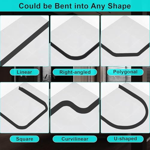 Image of Shower Water Barrier Strip, Silicone Shower Threshold Water Dam, Self Adhesive Waterproof Water Stopper for Bathroom Floor, Shower Door, Bathtub & Kitchen(Black, 2-Meter, T-Shap)