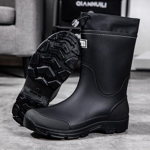 Image of WOWSTICK Waterproof Rain Boots for Men and Women Lightweight Slip Resistant Fishing Deck Garden Mid-calf Outdoor Work Booties